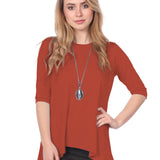 Modest Handkerchief Tunic Top - 3/4 Sleeve Comfort Flow Design