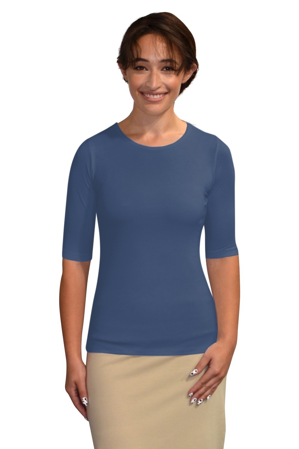 Fitted Layering Shell - Modest Round Neck with Elbow Sleeves