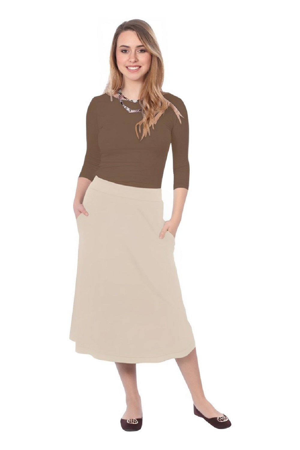 The Perfect A-Line Midi Skirt with Pockets