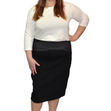 Stretch Knee Length Pencil Skirt for Women in Cotton Spandex Plus Size