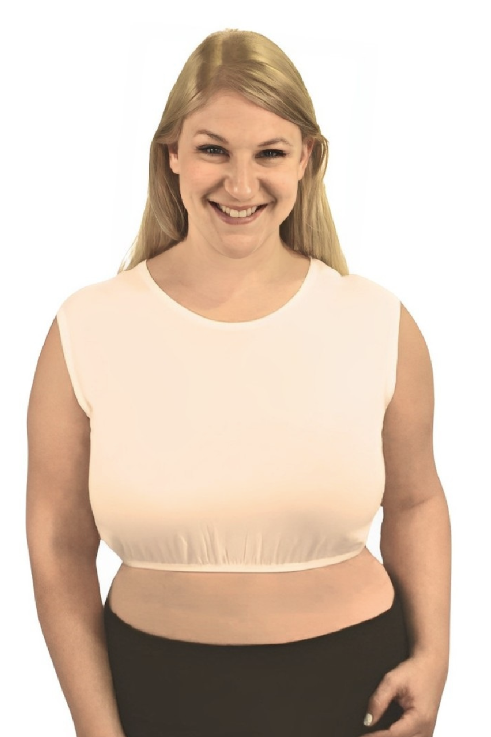 Cropped Layering Tank with Full Shoulder Coverage and Jewel Neckline