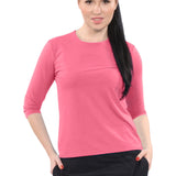 High-Neck Modest 3/4 Sleeve Swim Shirt with UV50 Protection