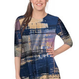 Modest Handkerchief Tunic Top - 3/4 Sleeve Comfort Flow Design