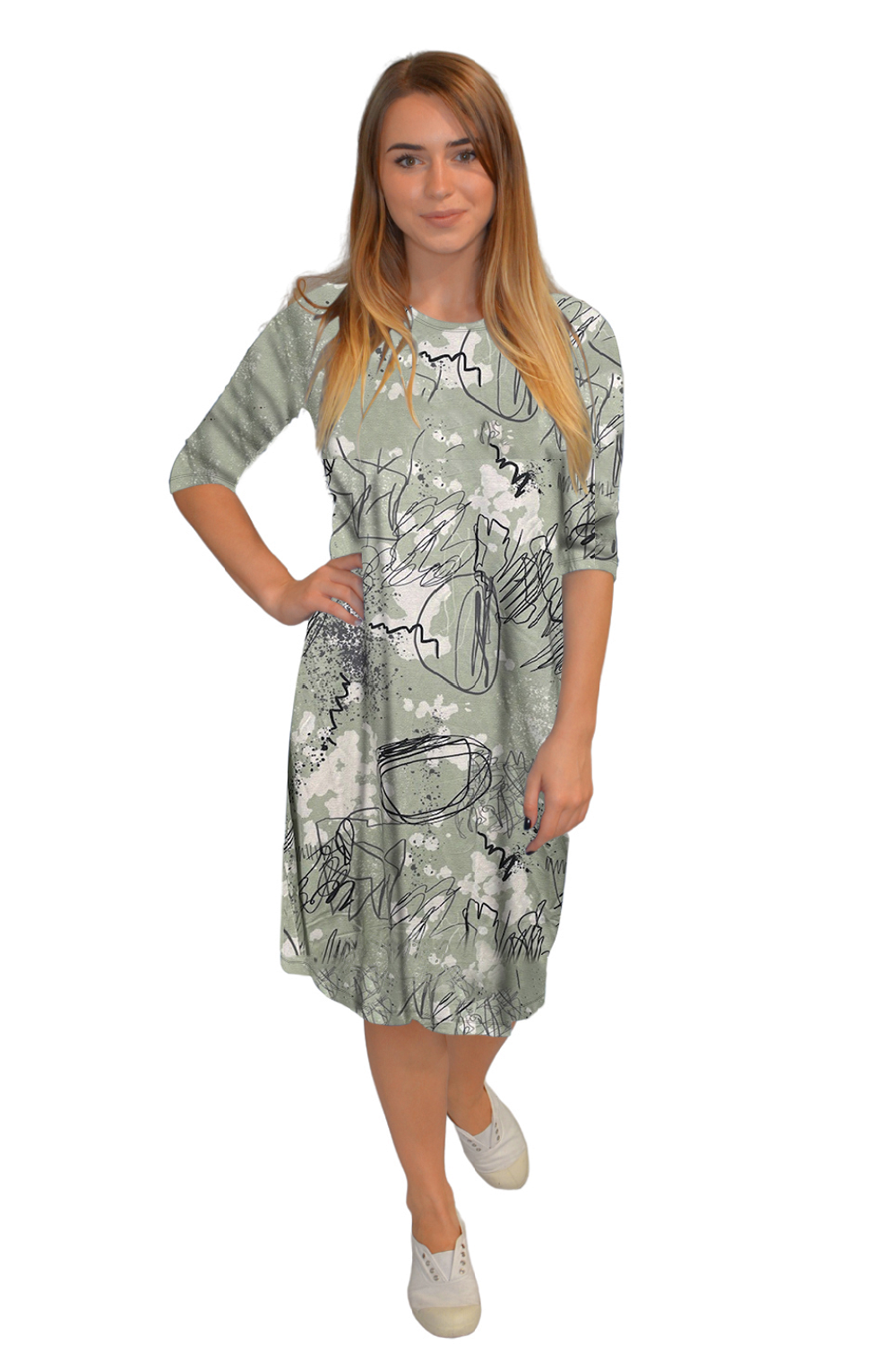 Classic Knee Length A-Line T-Shirt Dress