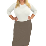 Mid-Calf Pencil Skirt Cotton Spandex Plus Size