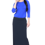 Classic Maxi Length Modest Stretch Pencil Skirt with Subtle Sheen