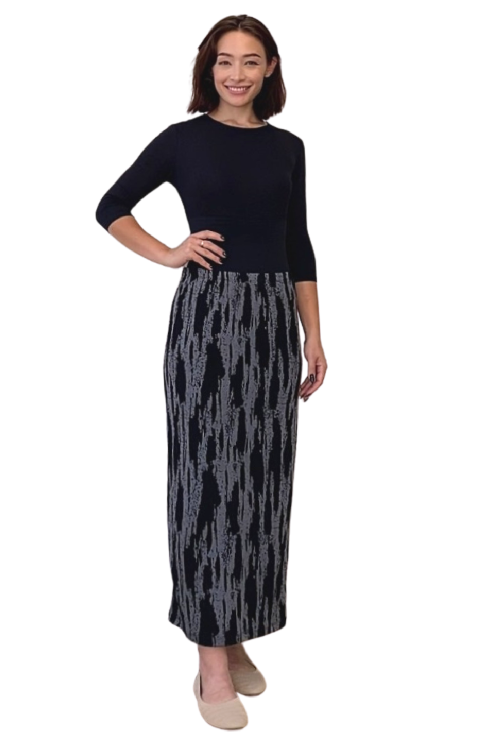 Long Printed Stretch Maxi Pencil Skirt