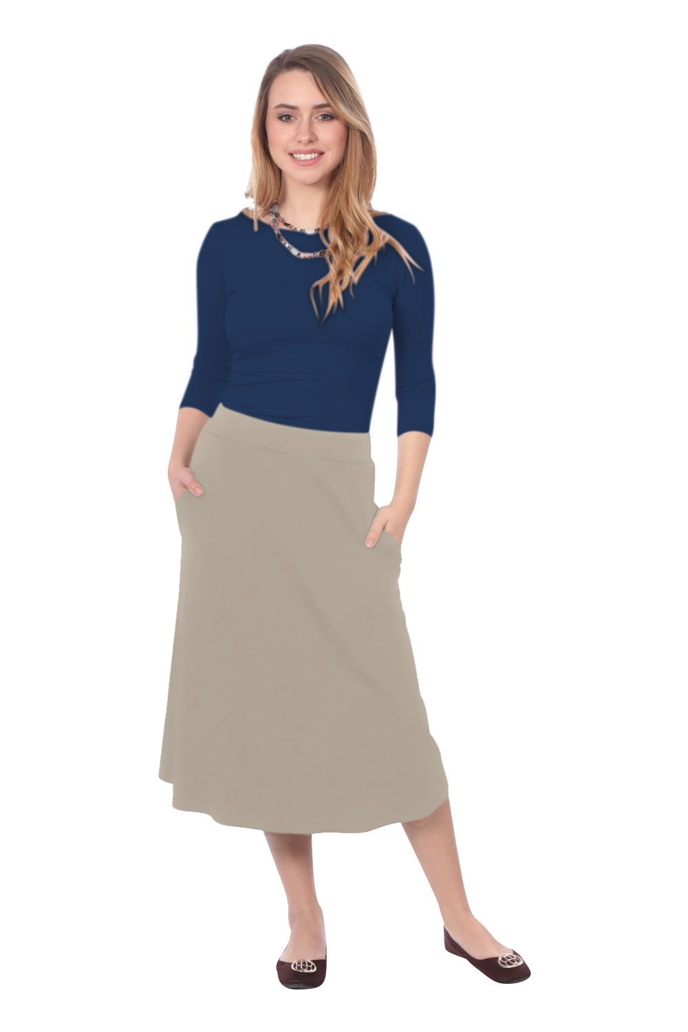 The Perfect A-Line Midi Skirt with Pockets