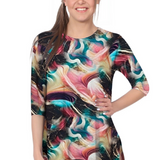 Modest Handkerchief Tunic Top - 3/4 Sleeve Comfort Flow Design