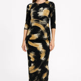Printed Long Maxi Pencil Skirt in Lightweight Stretch Fabric