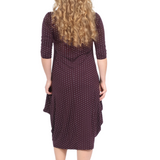 Flowing Midi Dress with 3/4 Sleeves and Dramatic Drape