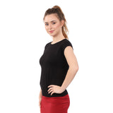 Cap Sleeve Layering Top with Modest Crew Neck - Comfort Basics