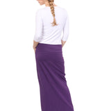 Classic Fitted Maxi Pencil Skirt - Cotton Blend with Stretch Comfort and No Slits