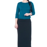 Classic Maxi Length Modest Stretch Pencil Skirt with Subtle Sheen