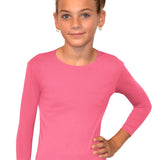 Girls' High-Neck Modest 3/4 Sleeve Swim Shirt with UV50 Protection