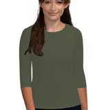 Essential 3/4 Sleeve Modest Crew Neckline Shell - Versatile Layering Undershirt Top