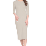 Modest Layering Dress with 3/4 Sleeves and No Slits