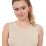 Cropped Layering Tank with Full Shoulder Coverage and Jewel Neckline