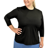 Plus Size Relaxed Fit 3/4 Sleeve Swim Exercise Top - UPF 50+ Protection