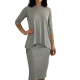 Ribbed Knit Mid-Calf Pencil Skirt - Stretch Comfort