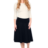 Foldover Waistband Skater Skirt Knee Length Lighter Cotton for Women