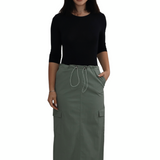 Lightweight Cargo Maxi Skirt with Adjustable Drawstring Waist