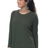 Womens Long Sleeved Ribbed Hi Lo Tunic Top