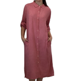 Classic Midi Shirt Dress in Soft Garment Washed Fabric