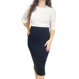 Cozy Soft Sweater Mid-Calf Pencil Skirt