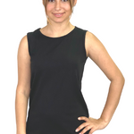 1233 Utimate Modest Cotton Tank Top with High Neckline Black Zoomed View