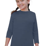 1299 Girls Cotton Three Quarter Sleeve Tee Navy Zoomed Front