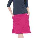 1442 Modest A Line Athletic Skort With Knee Length Shorts Fuchsia Full Image Front